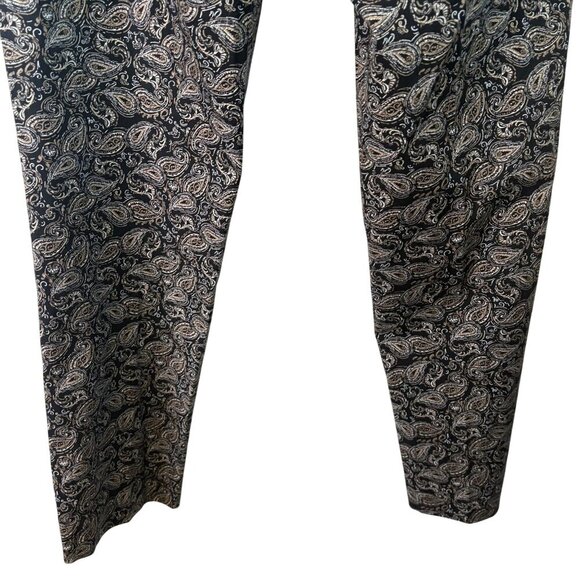 J.Jill Women's Cotton Stretch Tan & Black Paisley Pants Size 8 - Picture 11 of 12